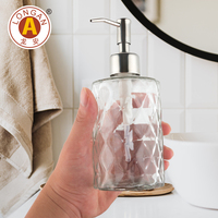 Distributeur de savon en verre commercial de 350 ml, bouteille avec pompe en acier inoxydable SUS304, distributeur de comptoir