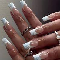 Faux Ongles Réutilisables en ABS Personnalisés, Forme Amande Française, Design Papillon Gothique Sombre et Audacieux, pour Fête d'Halloween, Effet 3D Long, Certifiés CE, Vente en Gros