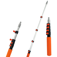 Manche d'extension pour lavage de voiture avec poignée antidérapante orange, manche court en aluminium pour le detailing automobile et le nettoyage ponctuel domestique