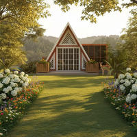 A-Frame alpin avec balcon, A-Frame en bord de lac avec quai, villa triangulaire en bord de plage avec structure en bois écologique, maison triangulaire