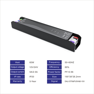 Ip20 <span class=keywords><strong>DALI</strong></span> <span class=keywords><strong>2</strong></span> DT6 0-10V Controlador LED de atenuación PF> 0,96 60W 100W 200W 300W DC 12V 24V Fuente de alimentación LED regulable - Product Image 3