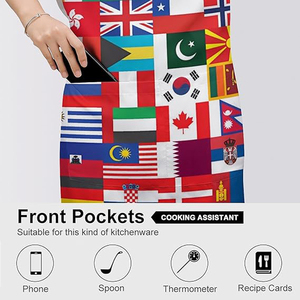 Tablier <span class=keywords><strong>de</strong></span> cuisine long et amusant à motifs drapeaux nationaux, avec sangle <span class=keywords><strong>de</strong></span> cou réglable et poches, idéal pour les chefs, la cuisine et le dessin - Meilleures ventes - Product Image 6