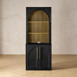 Estantería de armario de almacenamiento negra de diseño arqueado directo de fábrica con vitrina de trofeo Hutch para sala de estar - Product Image 1