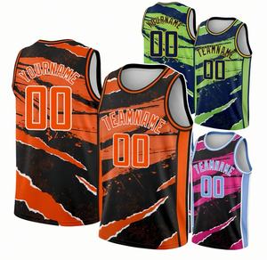 运动衫定制橙色和黑色上衣刺绣保暖衬衫复古批发儿童背心篮球服 - Product Image 1