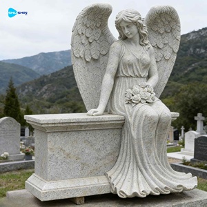 Escultura <span class=keywords><strong>de</strong></span> Ángel <span class=keywords><strong>de</strong></span> Mármol Blanco Hecha a Mano Personalizable, <span class=keywords><strong>Monumento</strong></span> Funerario con Diseño Europeo para Cementerios al Aire Libre - Product Image 6