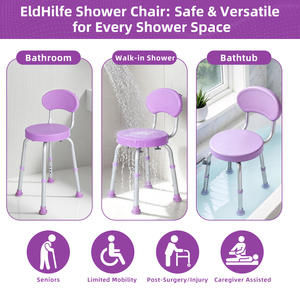 360 °   Chaise de douche pivotante avec dossier, siège de bain réglable en hauteur sur 6 niveaux, tabouret de <span class=keywords><strong>baignoire</strong></span> antidérapant pour personnes âgées et handicapées - Product Image 5