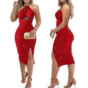 Abito <span class=keywords><strong>midi</strong></span> sexy in poliestere con scollo all'americana e cut-out, modello <span class=keywords><strong>aderente</strong></span>, per l'estate 2025 – Collezione AliExpress Wish per i bestseller di moda femminile - Product Image 1