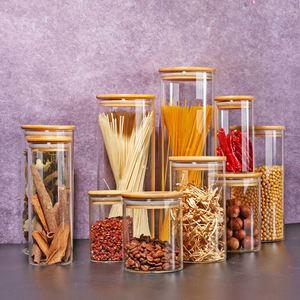 Wholesale Round Tea <b>Spice</b> Kitchen Organizer Sealed Glass Food Storage <b>Jar</b> With Bamboo Lid - Product Image 4