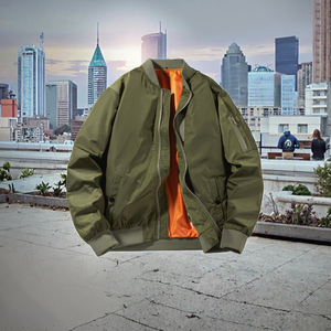 Veste bomber en nylon décontractée brodée pour homme, couleur unie, fermeture éclair intégrale, style baseball, vêtements de rue - Product Image 3