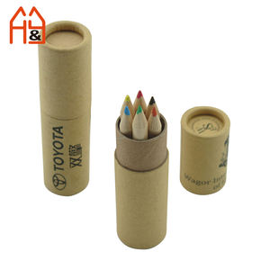 Mini matite per la pittura di arte dei bambini adulti, matita colore olio di legno natura, 6 pz in carta Kraft tubo pacchetto scuola regalo personalizzato - Product Image 2