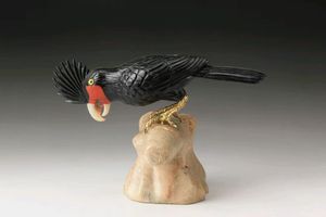 Pájaro de Arte Popular de Ágata Negra/Jaspe Rojo para Regalos Navideños BJ1085 - Product Image 4