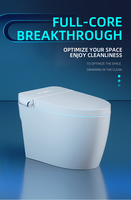 Siège de toilette intelligent tout-en-un avec télécommande, chauffage, chasse d'eau automatique, capteur et siège en céramique pour salle de bain