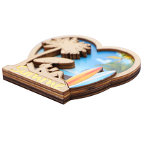 Aimants de réfrigérateur 3D en bois MDF personnalisés par le fabricant, motif tortue animale, île, mer, plage, souvenir en bois