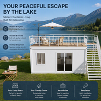 Maison préfabriquée en conteneur avec terrasse sur le toit, maison miniature modulaire en acier, cabane mobile préfabriquée pour habitation et location