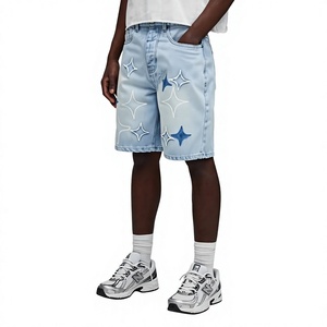 Pantalones Cortos de Mezclilla para Hombre, Impresión Personalizada de Alta Calidad, con Dobladillo Deshilachado, Corte Relajado, Estilo Vintage, Casual, Urbano - Product Image 5
