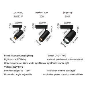 Foco LED Moderno de 30W para Riel, Luz Focal Única COB de Aluminio, Blanco Cálido 2700K, para Tiendas y Hoteles, 50000 Horas de Vida Útil - Product Image 4