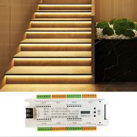 Contrôleur de capteur de mouvement d'escalier à 32 étapes V2-STEP-1002 cc 12V/24V 400W pour lumières de bande de pas d'escalier à Led
