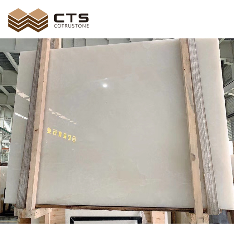 Polished Jumbo Size Chinese Stone Translucent Decoration Ice White Onyx Slab Price Marble