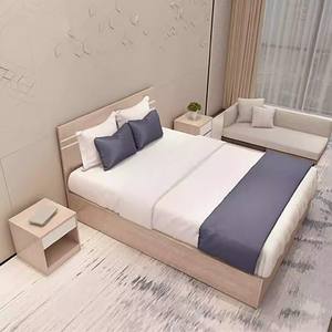 Meubles commerciaux abordables, ensembles de chambre modernes, cadre de lit simple en bois pour hôtel, Airbnb, location d'appartement - Product Image 3