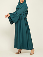 Offre Spéciale robe pull romantique femmes Turquoise tout solide guitare classique en mousseline de soie robe Abaya musulmane