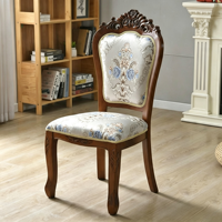 Chaise de salle à manger rembourrée en bois massif sculpté de style américain, mobilier rétro européen pour la maison et les restaurants