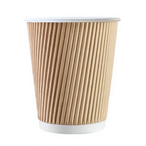 Gobelets à café en papier ondulé jetables Gianty, écologiques, biodégradables, recyclables, avec couvercles, impression personnalisée, 500 pièces, modernes - Product Image 3
