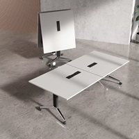 Table de conférence pliable en bambou long, avec roulettes épaissies, design moderne et minimaliste, mobilier de bureau haut de gamme, pieds en métal