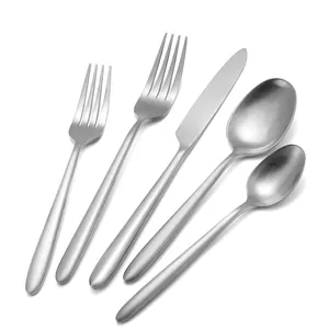 Hot Stainless Steel Cutlery Matte Silverware Silver Wedding Flatware Set