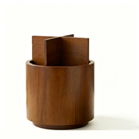 Boîte de rangement pour couverts en bois massif, support rond pour ustensiles de cuisine, organisateur de vaisselle compartimenté, panier de rangement pour comptoir
