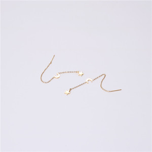 Pendientes de Acero Inoxidable Chapados en Oro 18K, Aretes Largos de Estrella Luna y Estrella Minimalista <span class=keywords><strong>Monn</strong></span> - Product Image 2