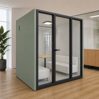 Cabines de bureau acoustiques modernes et amovibles, cabine de réunion quatre places, insonorisée, avec structure en aluminium, modulaire, pour salle de conférence ouverte