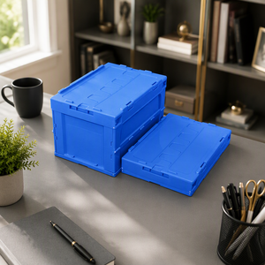 Conteneur <span class=keywords><strong>de</strong></span> transport pliable <span class=keywords><strong>et</strong></span> empilable robuste en plastique recyclable <span class=keywords><strong>et</strong></span> écologique pour le stockage <span class=keywords><strong>et</strong></span> le manutention - Product Image 1