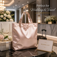 Tas Tote Satin Logo Kustom Mewah Berkilau Selempang Wanita Elegan Kapasitas Besar Tas Belanja Pernikahan Perjalanan MOQ Rendah OEM