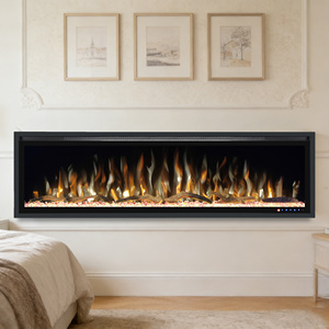 Chimenea Eléctrica Decorativa Integrada Negra con Control Remoto y Llamas Artificiales - Product Image 3