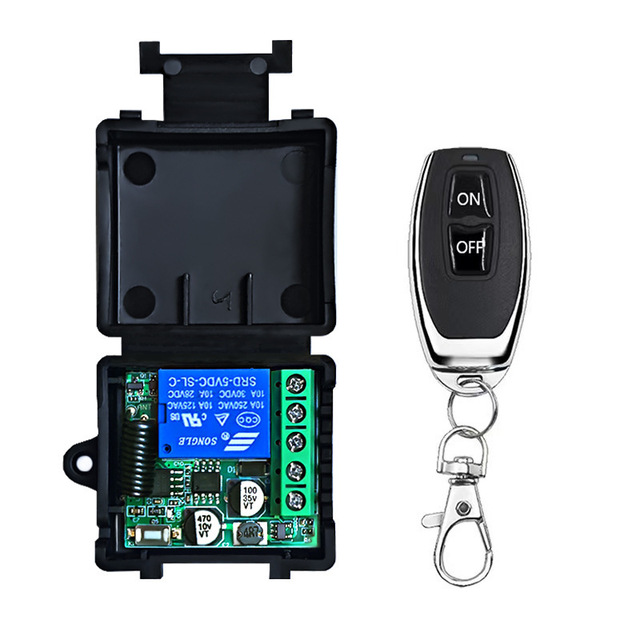 433 MHz Wireless Remote Control Switch DC 12V 10A 1CH Relay Receiver Fixed Code Transmitter for Garage Gate Motor Light ON/OFF