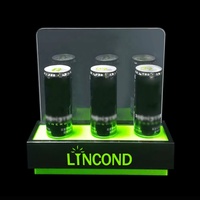 Étagère d'exposition pour bouteille unique en acrylique/plastique éclairée par LED, personnalisée en usine, pour spiritueux et vin, certifiée CE ROHS/FCC, OEM/ODM