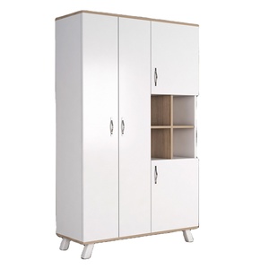 Armoire Pliable Blanche Moderne Minimaliste Atlas à 4 Portes, Autoportante avec Cintres et Étagères pour Rangement Domestique - Product Image 1
