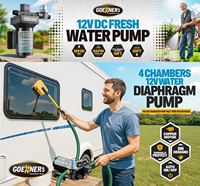 Pompe à diaphragme 12V DC pour eau douce, 6 GPM, 40m de hauteur de refoulement, 4 chambres, auto-amorçante, OEM, basse pression, pour camping-car, caravane, yacht, bateau