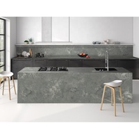 Plans de travail de cuisine en pierre d'ingénierie en marbre réglable fabriqués, comptoirs en quartz, béton