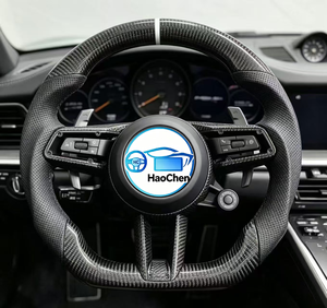 Volant en fibre de carbone avec bouton <span class=keywords><strong>SC</strong></span> Sport pour <span class=keywords><strong>Porsche</strong></span> 718 <span class=keywords><strong>911</strong></span> Cayenne Macan, volant prêt à l'emploi - Product Image 3
