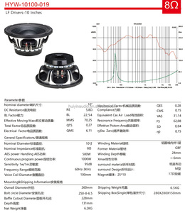 مكبر صوت نيوديميوم 10 بوصة W RMS مكبر صوت 4 بوصة مكبر صوت باس متوسط المدى لنظام صفيف خط احترافي 10100-19n - Product Image 5