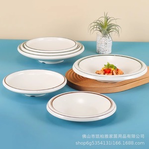 Minimalist <b>melamine</b> serving dishes with a reverse rim, high-end feel, suitable for stir-frying, commercial use, for cold dishes - Product Image 4