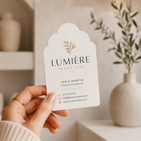 Cartes de visite découpées sur mesure, forme arquée, texture premium pour un branding créatif, OEM