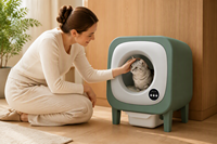 Bac à litière pour chat électrique intelligent semi-fermé, autonettoyant, avec caméra de surveillance, élimination automatique des déchets, désodorisation, en matériau ABS, grande taille