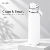 Bouteille d'eau à double paroi isolante avec poignée, revêtement texturé granulaire de qualité supérieure, pour les séances d'entraînement en extérieur