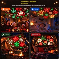 Proyektor LED Natal HD 6 Pola Peredupan Tanpa Tingkat Rotasi 360 Derajat Lampu Malam Dekoratif Suasana USB-Powered Grosir
