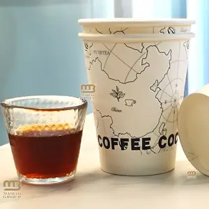 8oz 10oz 3d Pe Coted 더블 레이어 절연 커피 컵 3d 맞춤형 인쇄 로고 뚜껑이있는 커피 종이 컵, 3D 양각 종이컵