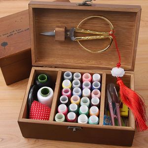 Wooden Hand Home <b>Sewing</b> Repair Tool Kit Wooden <b>Sewing</b> Kit <b>Box</b> for Adults with Home <b>Sewing</b> Basket Stitching Repair <b>Box</b> - Product Image 2