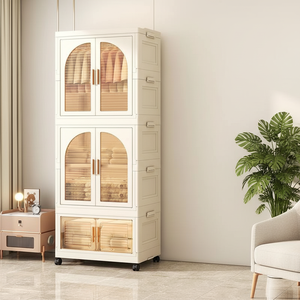 Armario de Plástico Plegable de 2 Puertas con 3 Cajones para Almacenamiento en el Hogar, Dormitorio, Organizador de Ropa, Armario de Almacenamiento Doméstico - Product Image 5