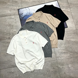 Camiseta deportiva bordada de marca de diseñador, estilo vintage Ralph Lauren, manga corta, 100% algodón, polo deportivo de golf. - Product Image 1